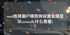 word选择窗户格如何设置全部显示(acturally什么意思)