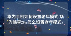 华为手机如何设置老年模式(华为畅享20se怎么设置老年模式)