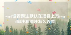 word设置题注默认在项目上方(word脚注和图注怎么设置)