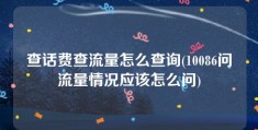 查话费查流量怎么查询(10086问流量情况应该怎么问)