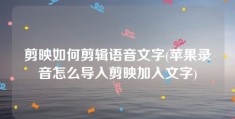 剪映如何剪辑语音文字(苹果录音怎么导入剪映加入文字)