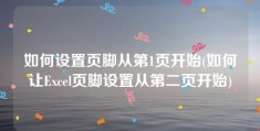 如何设置页脚从第1页开始(如何让Excel页脚设置从第二页开始)