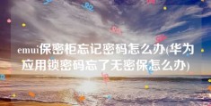 emui保密柜忘记密码怎么办(华为应用锁密码忘了无密保怎么办)