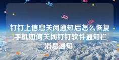 钉钉上信息关闭通知后怎么恢复(手机如何关闭钉钉软件通知栏消息通知)