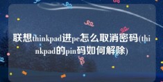 联想thinkpad进pe怎么取消密码(thinkpad的pin码如何解除)