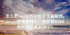 怎么把word文档中的文字提取到ppt(word使用技巧——如何将WORD中的表格复制到PPT)