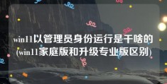 win11以管理员身份运行是干啥的(win11家庭版和升级专业版区别)