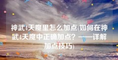 神武4天魔里怎么加点(如何在神武4天魔中正确加点？——详解加点技巧)