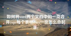 如何将word两个文档中的一页合并(wps每个表格docx一页怎么合起来)