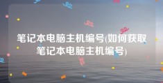 笔记本电脑主机编号(如何获取笔记本电脑主机编号)