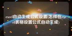 excel自动生成公式设置(怎样在excel表格设置公式自动生成)