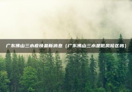 广东佛山三水疫情最新消息（广东佛山三水是低风险区吗）