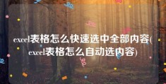 excel表格怎么快速选中全部内容(excel表格怎么自动选内容)