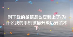 刚下载的微信怎么安装上了(为什么我的手机微信升级后安装不了)