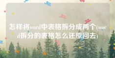 怎样将word中表格拆分成两个(word拆分的表格怎么还原回去)