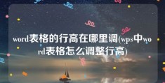 word表格的行高在哪里调(wps中word表格怎么调整行高)