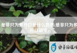 是非只为多开口是什么意思(是非只为多开口猜字)