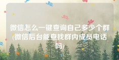 微信怎么一键查询自己多少个群(微信后台能查找群内成员电话吗)