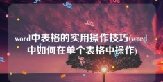 word中表格的实用操作技巧(word中如何在单个表格中操作)