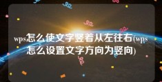 wps怎么使文字竖着从左往右(wps怎么设置文字方向为竖向)