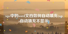 wps中的word文档如何自动填充(wps自动填充不显示)