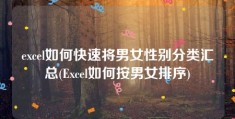 excel如何快速将男女性别分类汇总(Excel如何按男女排序)