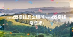 word双横线怎么删掉(word双横线啥意思)