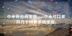 小米有品商家版app(小米可以多开几个拼多多商家版)