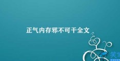 正气内存邪不可干全文(正气内存邪不可忽视)