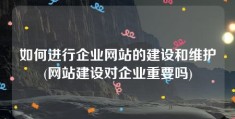 如何进行企业网站的建设和维护(网站建设对企业重要吗)