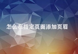 怎么在指定页面添加页眉(添加页眉的具体步骤)