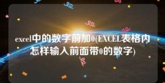 excel中的数字前加0(EXCEL表格内怎样输入前面带0的数字)