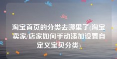 淘宝首页的分类去哪里了(淘宝卖家/店家如何手动添加设置自定义宝贝分类)