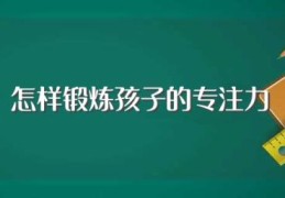 怎样锻炼孩子的专注力(小孩专注力的锻炼方法是什么)