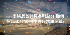 word表格怎么计算各科总分(如何在Word2007表格中进行求和运算)