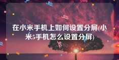 在小米手机上如何设置分屏(小米5手机怎么设置分屏)