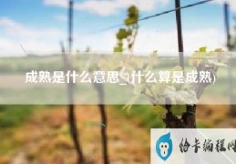 成熟是什么意思(什么算是成熟)