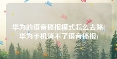 华为的语音播报模式怎么去除(华为手机消不了语音播报)