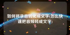 如何将录音转化成文字(怎么快速把音频转成文字)