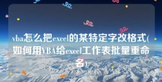 vba怎么把excel的某特定字改格式(如何用VBA给excel工作表批量重命名)