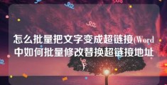 怎么批量把文字变成超链接(Word中如何批量修改替换超链接地址)