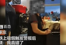 大妈高铁吸烟下跪求饶(称我真的错了)