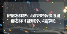 微信怎样把小程序关掉(微信里面怎样才能删掉小程序呢)