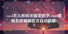 excel怎么样标注固定的字(excel表格怎样编辑批注自动隐藏)