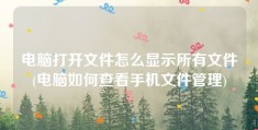 电脑打开文件怎么显示所有文件(电脑如何查看手机文件管理)