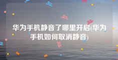 华为手机静音了哪里开启(华为手机如何取消静音)