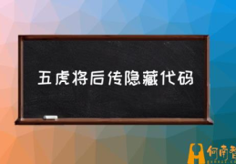 来个五虎将后传3.0代码版？(五虎将后传隐藏代码)