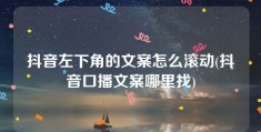 抖音左下角的文案怎么滚动(抖音口播文案哪里找)