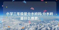 小学三年级是分水岭吗(分水岭是什么意思)