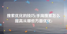 搜索优化的技巧(手淘搜索怎么提高从哪些方面优化)